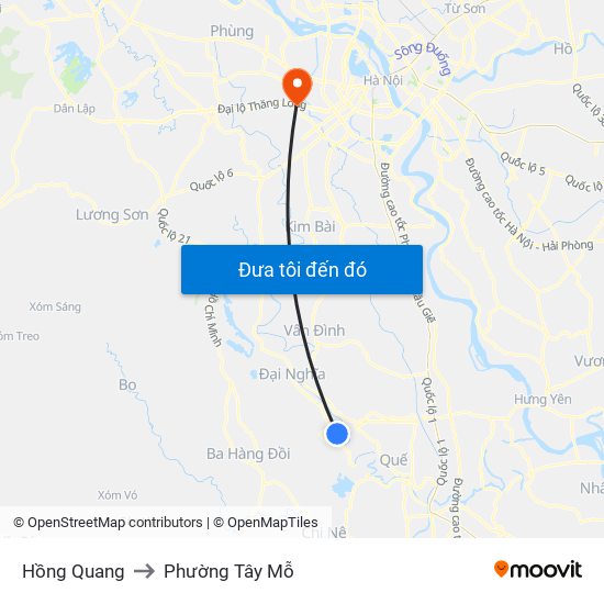 Hồng Quang to Phường Tây Mỗ map
