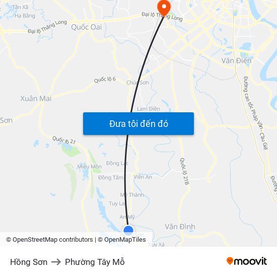 Hồng Sơn to Phường Tây Mỗ map