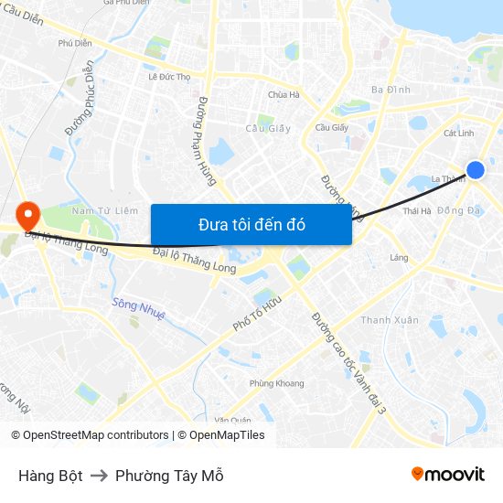 Hàng Bột to Phường Tây Mỗ map