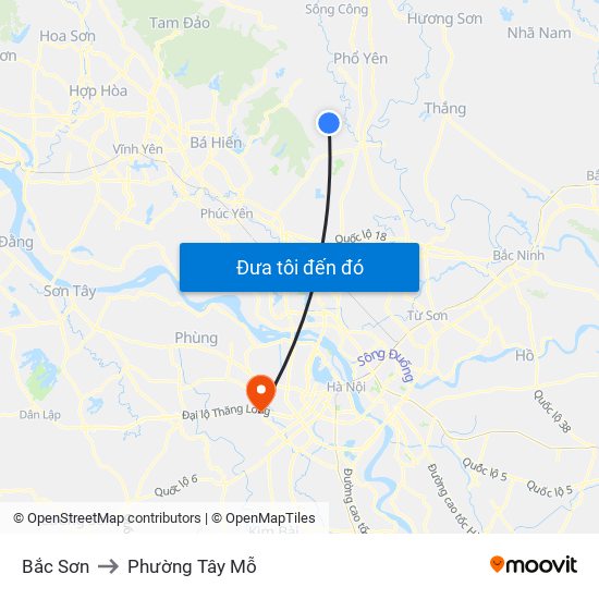 Bắc Sơn to Phường Tây Mỗ map