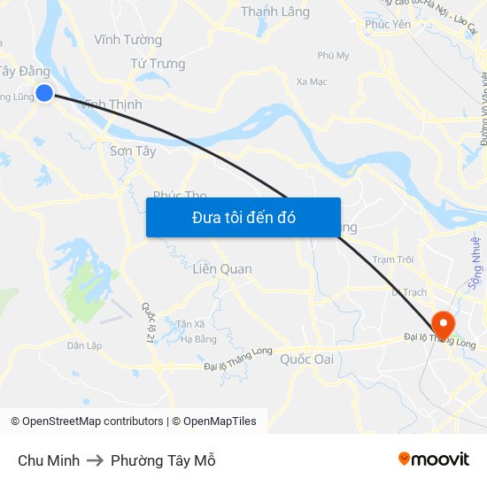 Chu Minh to Phường Tây Mỗ map