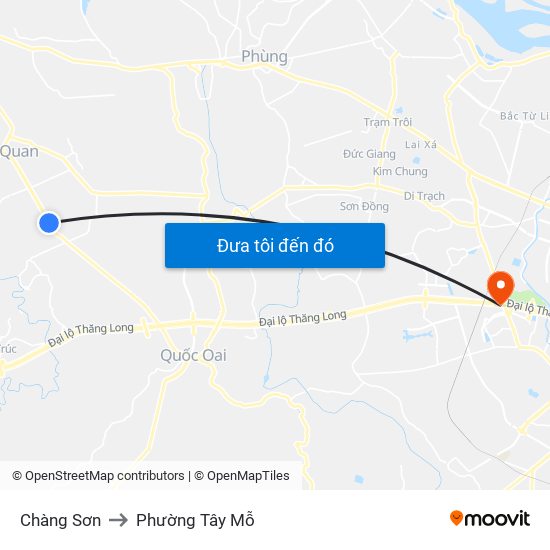 Chàng Sơn to Phường Tây Mỗ map