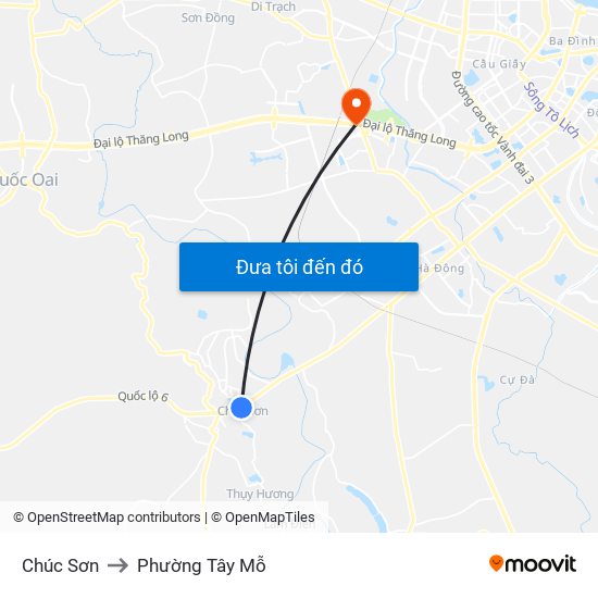 Chúc Sơn to Phường Tây Mỗ map