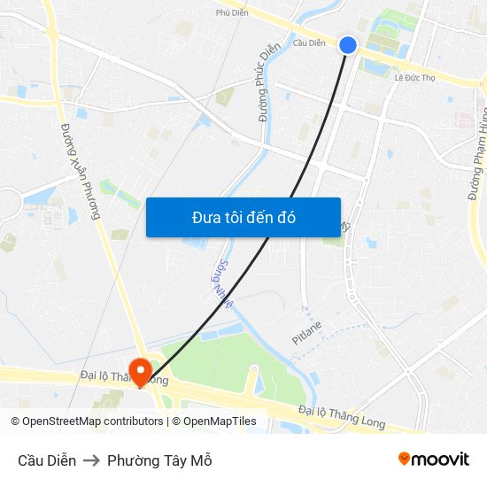 Cầu Diễn to Phường Tây Mỗ map