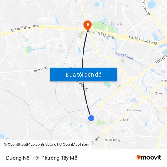 Dương Nội to Phường Tây Mỗ map