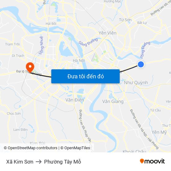 Xã Kim Sơn to Phường Tây Mỗ map