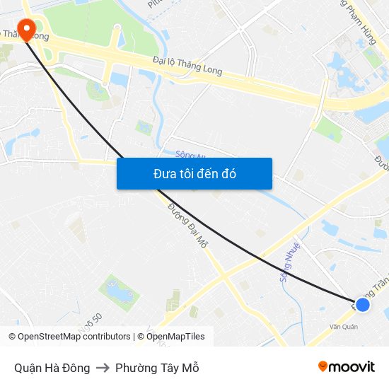 Quận Hà Đông to Phường Tây Mỗ map