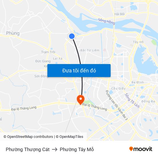 Phường Thượng Cát to Phường Tây Mỗ map