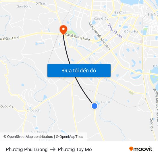 Phường Phú Lương to Phường Tây Mỗ map