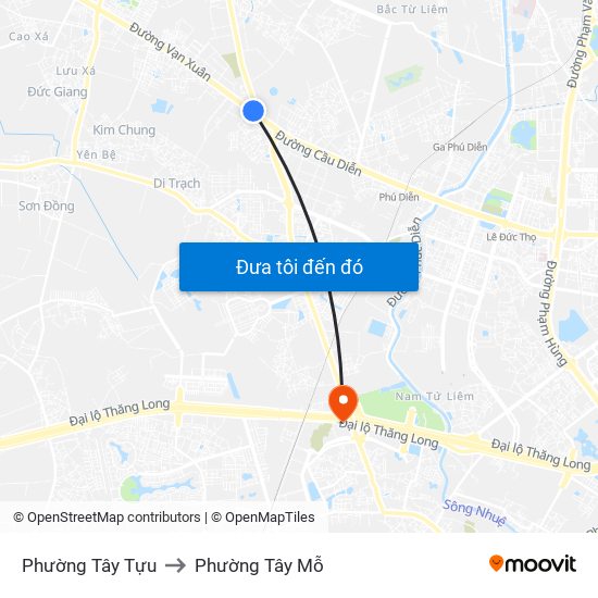 Phường Tây Tựu to Phường Tây Mỗ map