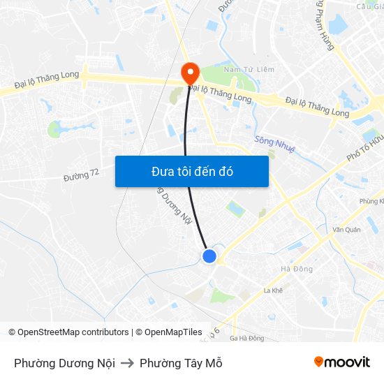 Phường Dương Nội to Phường Tây Mỗ map