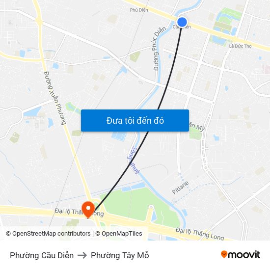 Phường Cầu Diễn to Phường Tây Mỗ map