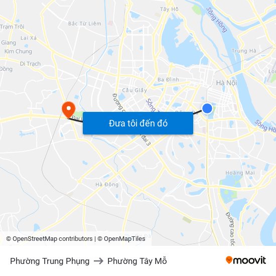 Phường Trung Phụng to Phường Tây Mỗ map