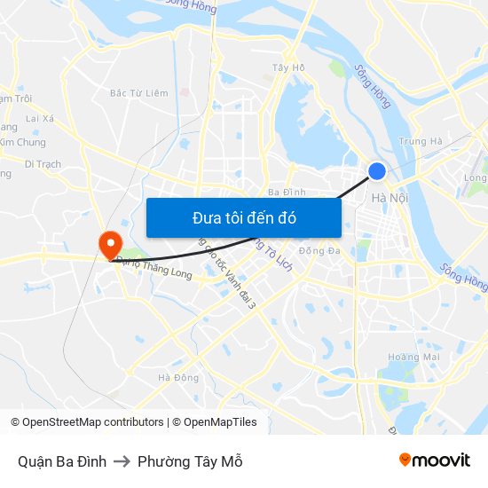 Quận Ba Đình to Phường Tây Mỗ map