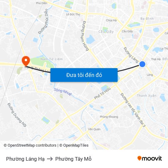 Phường Láng Hạ to Phường Tây Mỗ map