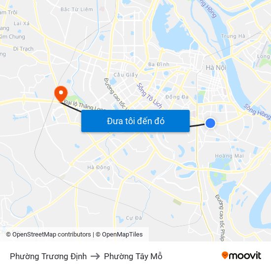 Phường Trương Định to Phường Tây Mỗ map