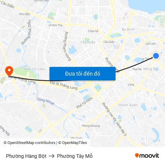 Phường Hàng Bột to Phường Tây Mỗ map