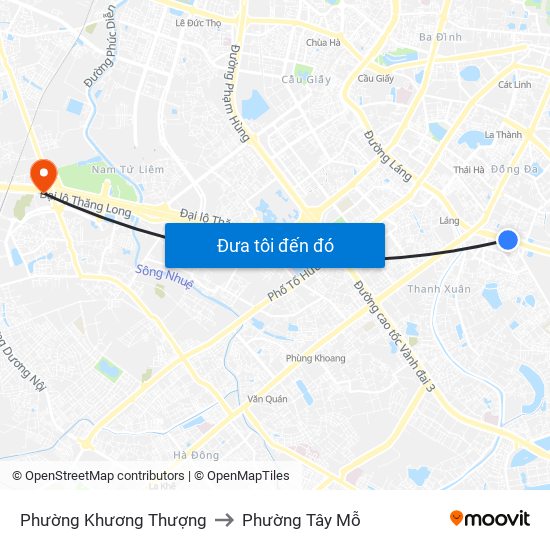 Phường Khương Thượng to Phường Tây Mỗ map