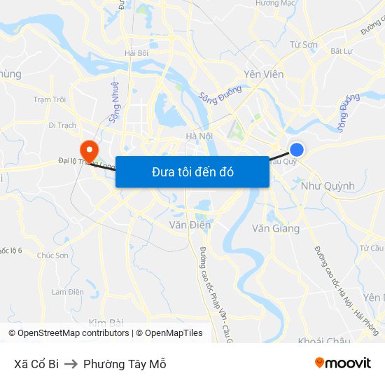 Xã Cổ Bi to Phường Tây Mỗ map