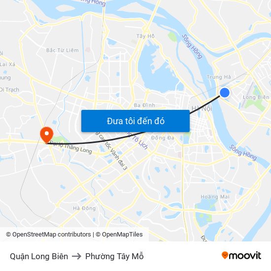 Quận Long Biên to Phường Tây Mỗ map