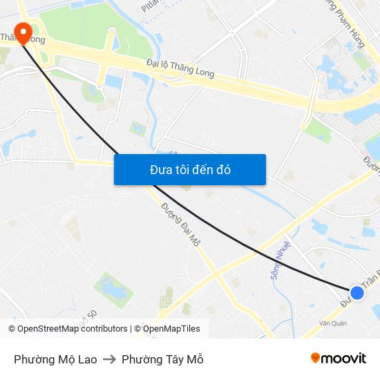 Phường Mộ Lao to Phường Tây Mỗ map