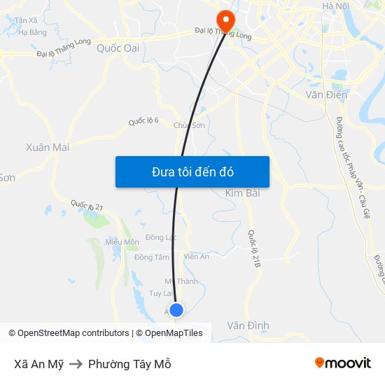 Xã An Mỹ to Phường Tây Mỗ map