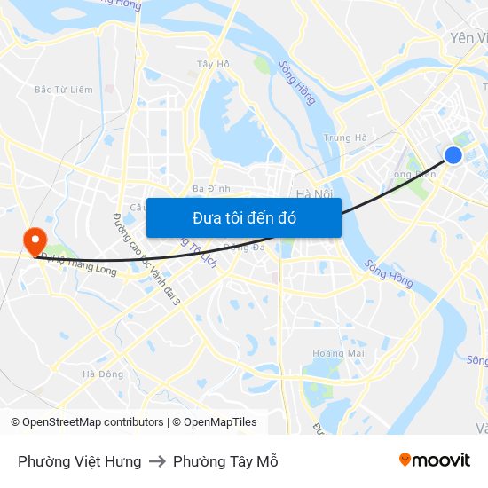 Phường Việt Hưng to Phường Tây Mỗ map