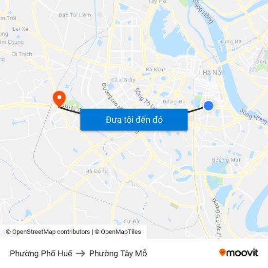 Phường Phố Huế to Phường Tây Mỗ map