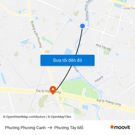 Phường Phương Canh to Phường Tây Mỗ map