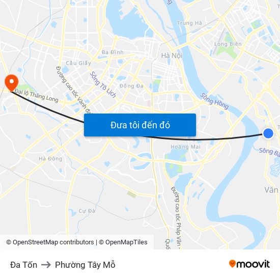 Đa Tốn to Phường Tây Mỗ map