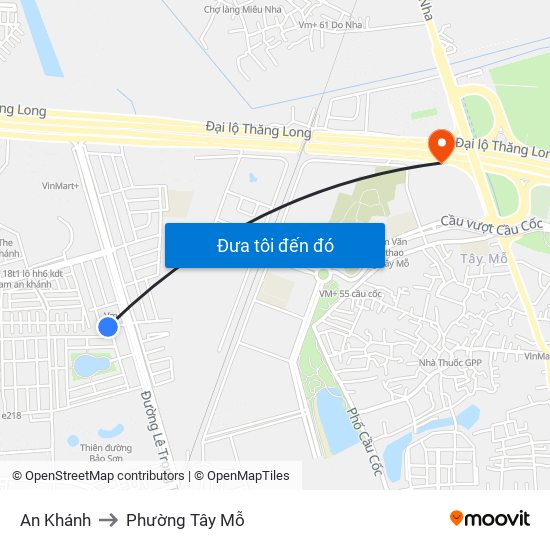 An Khánh to Phường Tây Mỗ map
