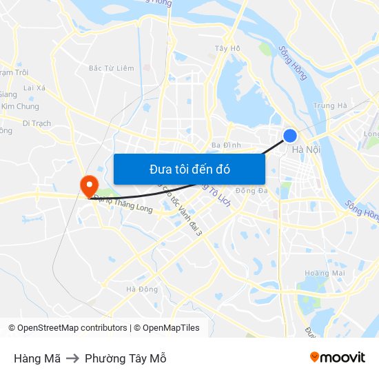 Hàng Mã to Phường Tây Mỗ map