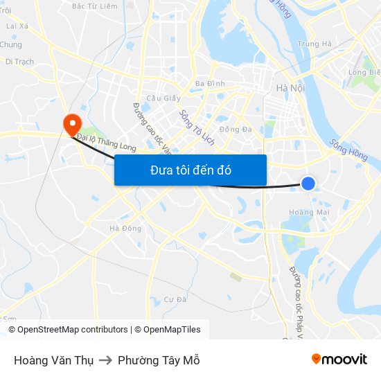 Hoàng Văn Thụ to Phường Tây Mỗ map