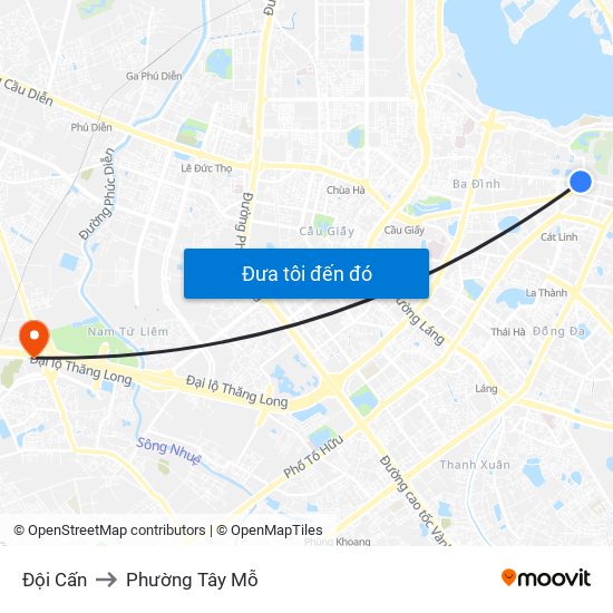 Đội Cấn to Phường Tây Mỗ map