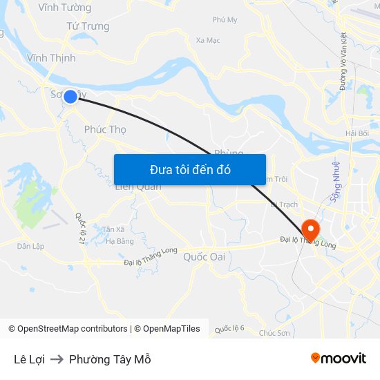 Lê Lợi to Phường Tây Mỗ map