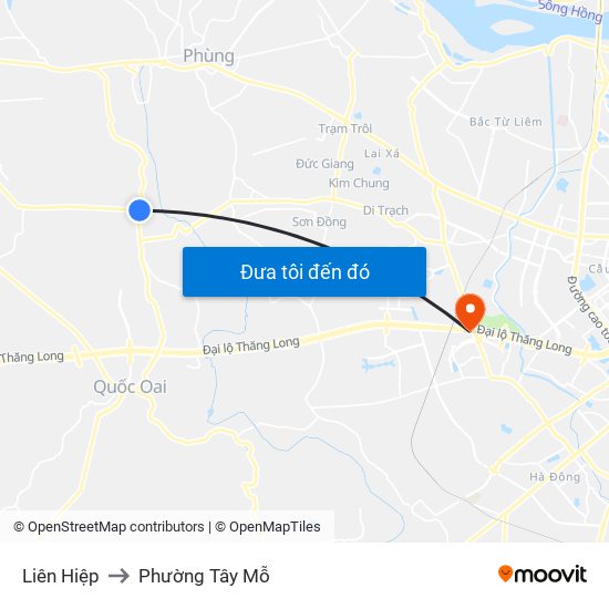 Liên Hiệp to Phường Tây Mỗ map