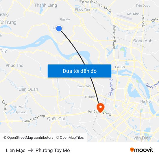 Liên Mạc to Phường Tây Mỗ map