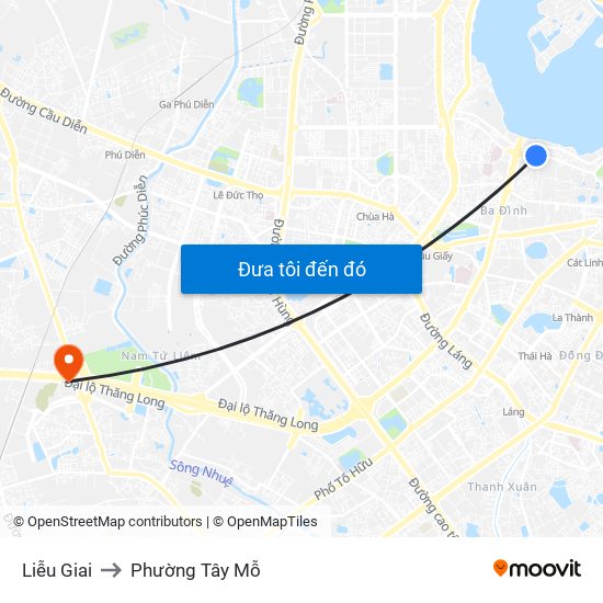 Liễu Giai to Phường Tây Mỗ map