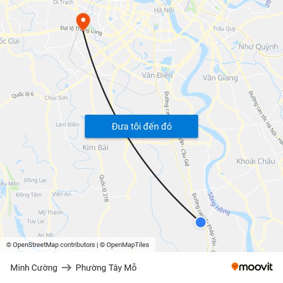 Minh Cường to Phường Tây Mỗ map