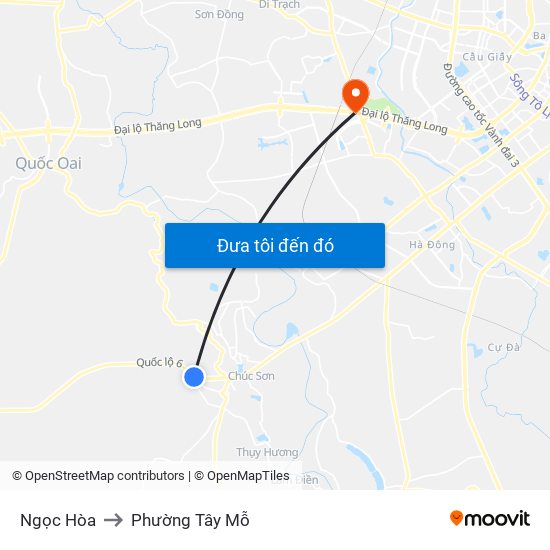 Ngọc Hòa to Phường Tây Mỗ map