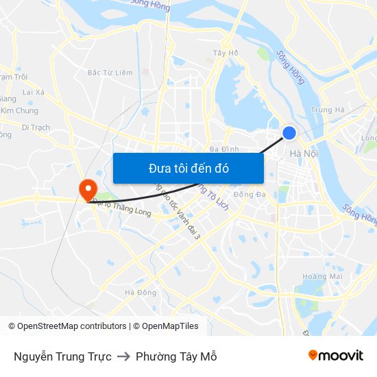 Nguyễn Trung Trực to Phường Tây Mỗ map