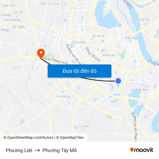 Phương Liệt to Phường Tây Mỗ map