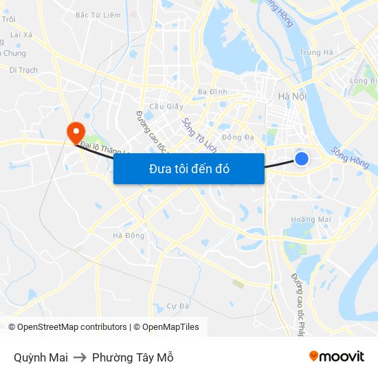 Quỳnh Mai to Phường Tây Mỗ map