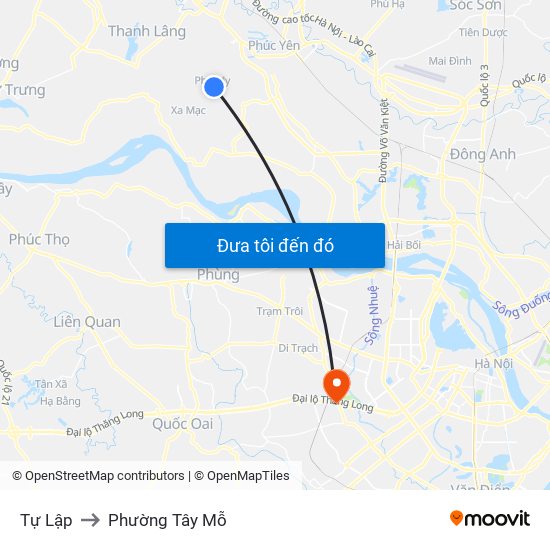 Tự Lập to Phường Tây Mỗ map