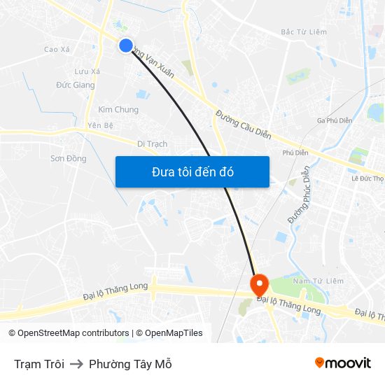 Trạm Trôi to Phường Tây Mỗ map