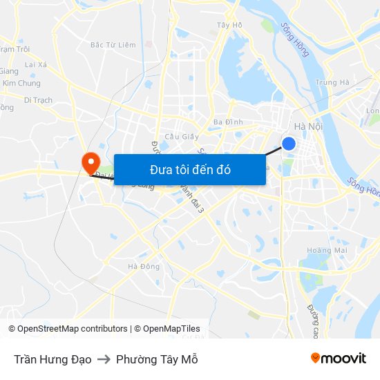 Trần Hưng Đạo to Phường Tây Mỗ map