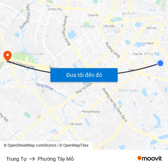 Trung Tự to Phường Tây Mỗ map