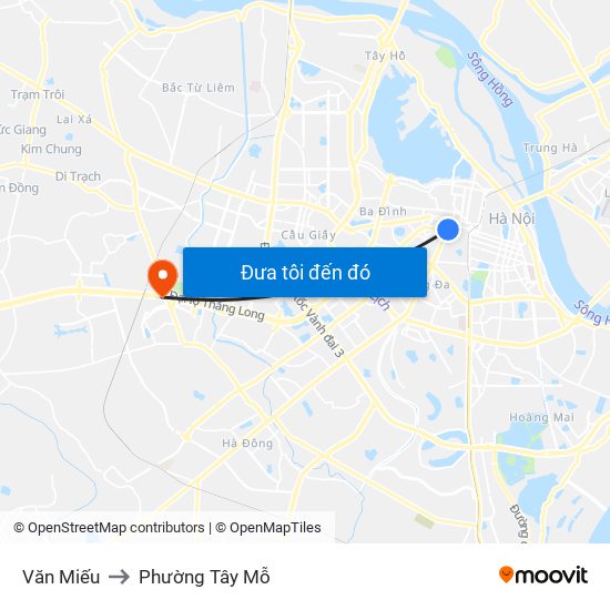 Văn Miếu to Phường Tây Mỗ map