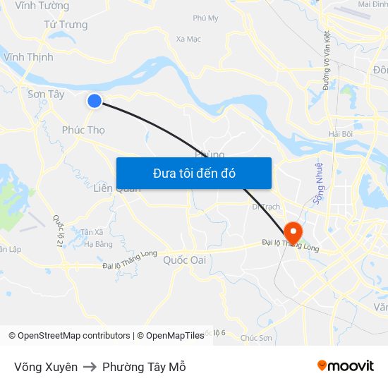Võng Xuyên to Phường Tây Mỗ map