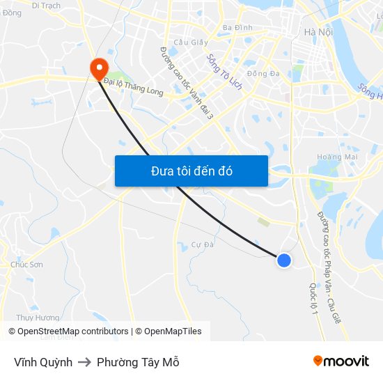 Vĩnh Quỳnh to Phường Tây Mỗ map